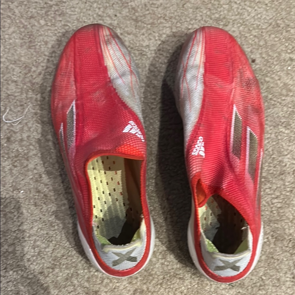 Adidas Red and Gray Slip-On cleats